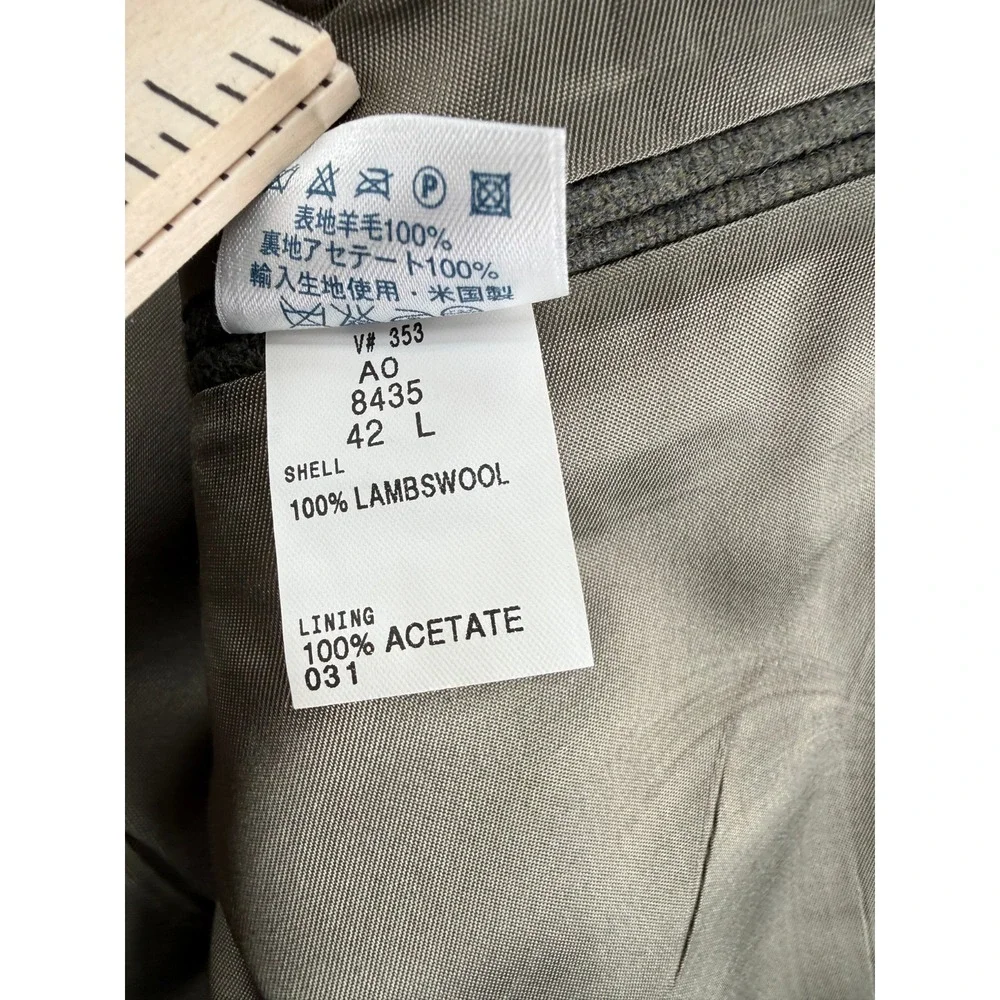 42L Lands End Mens 3 Button Pure Lambswool Blazer Sport Coat Jacket Gray/Green